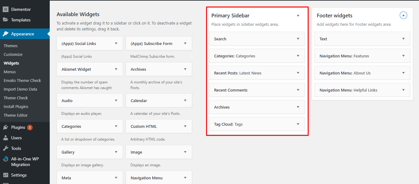 Widgets / Sidebars DroitThemes Documentations