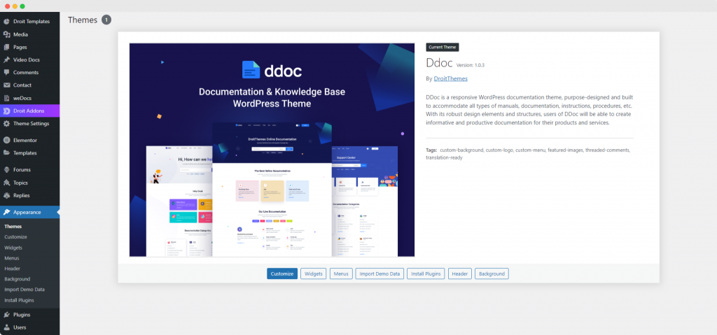 DDoc - Documentation Theme Activation 